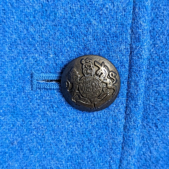 TALBOTS Wool Classic Bright Blue Felted Shetland Blazer Jacket - Picture 10 of 16